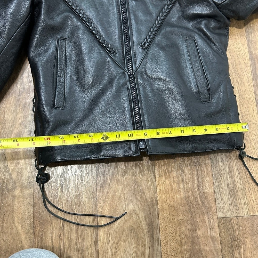 Milwaukee Leather Motorcycle Jacket S Black Braided Genuine Leather Heavy Moto - Picture 15 of 16
